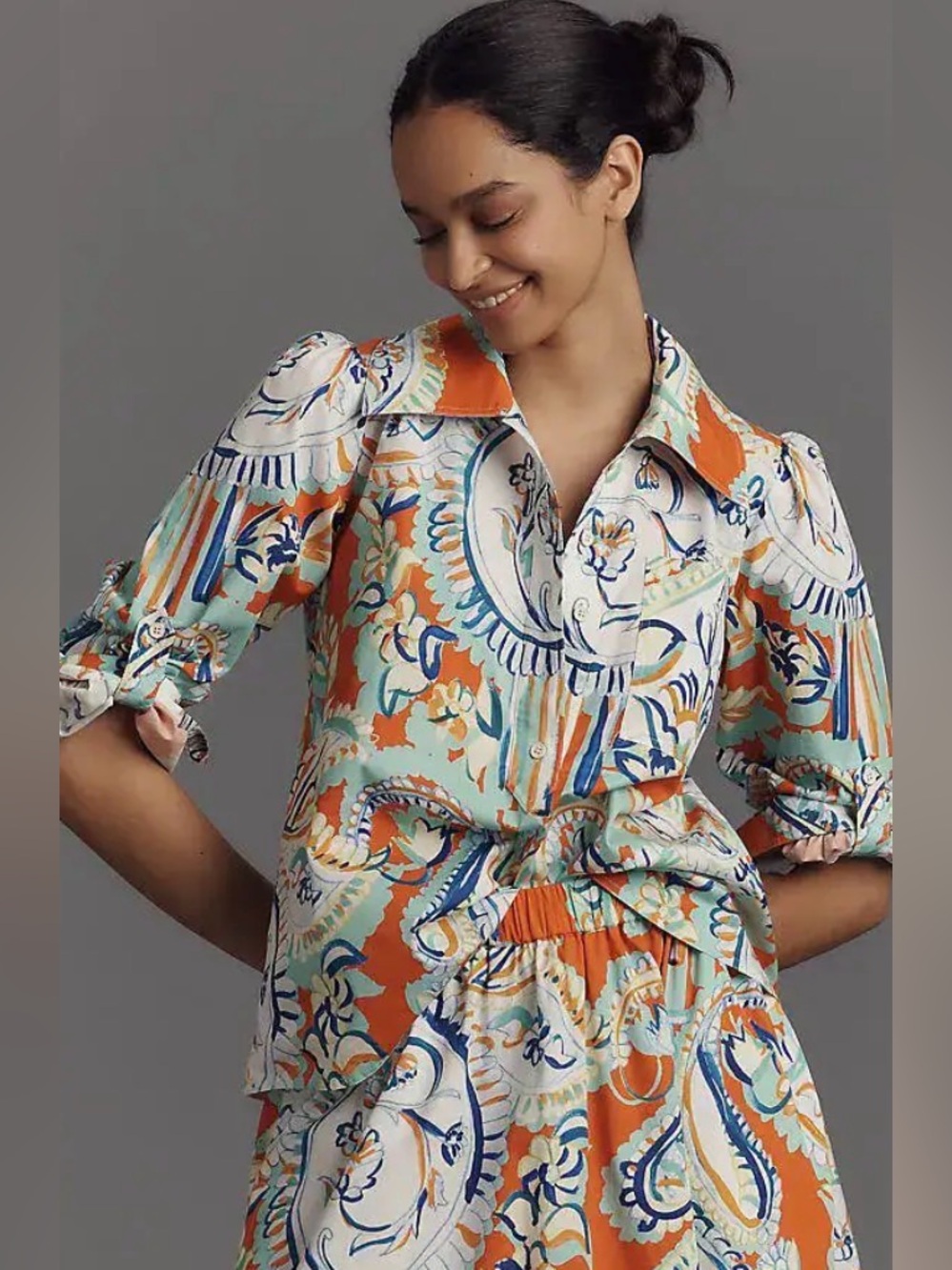 Hunter Bell | Phoenix Shirt Blouse Amalfi Tiles | XL NWT